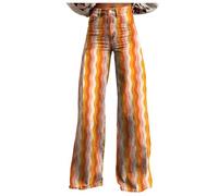 Chaleco para mujer, color negro, con pierna ancha, pantalones vaqueros modernos de cintura alta, estilo de los años 90, con estampado floral, pantalones vaqueros elásticos 7/8, naranja, 5XL