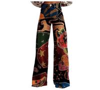 Chaleco para mujer, color negro, con pierna ancha, pantalones vaqueros modernos de cintura alta, estilo de los años 90, con estampado floral, pantalones vaqueros elásticos 7/8, Vino, 5XL
