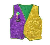 Chaleco para mujer con purpurina verde púrpura y oro (Dark Green, One Size)