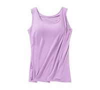 Chaleco para mujer de color liso, top suelto transpirable, blusa cuello en U sin mangas corsé deportivo, camiseta de gran tamaño, informal, túnica de moda, camisa holgada, tops, malva, S