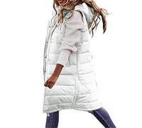 Chaleco para mujer para exteriores, ligero, acolchado, largo con capucha, chaleco térmico para senderismo, chaleco térmico para exterior, chaleco largo sin mangas, transpirable, elegante, chaleco