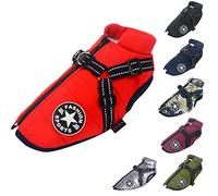 Chaleco para Perros, Abrigo para Perros Impermeable, Chaleco térmico con Tirantes para Perros cálido y Suave en Invierno, Código XL Rojo de 9 Colores