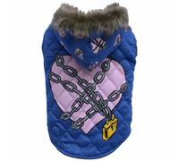 Chaleco para perros acolchado con capucha Heart & Chain azul