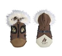 Chaleco para perros, impermeable con gorra, chaleco cálido con arnés para perros, invierno cálido y suave, S-3XL, marrón, XXL