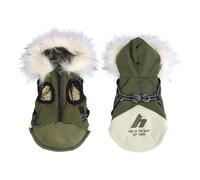 Chaleco para perros, impermeable con gorra, chaleco cálido con arnés para perros, invierno cálido y suave, S-3XL, verde, XXL