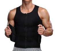 Chaleco para sauna con cinturón abdominal, neopreno, para hombre, fitness, corsé, chaleco de sudoración, camiseta moldeadora para fitness, abdomen, negro, XL