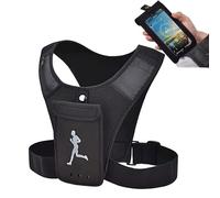 Chaleco para teléfono para correr, chaleco transpirable, pecho deportivo para correr, multibolsillos con cinturón ajustable para correr por la noche, caminar, senderismo, ciclismo, motocross