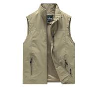Chaleco Para Trabajar Hombre Verano Chaleco Ligero Para Exteriores Para Hombre Chaqueta Informal De Moda Con Cuello Alto Y Sin Mangas Para Uso Diario En Primavera Verano Y Otoño (Khaki L)