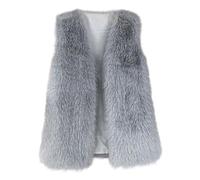 Chaleco Pelo Mujer Chaqueta Sin Mangas de Piel Sintético para Mujer Cálido Sólido Cuello V Abrigos Gruesos Corto Moda Lujo Cardigan de Frente Abierto Mullido Chalecos de Invierno para Exteriores