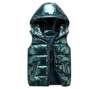 Chaleco pijama chaqueta sin mangas con cremallera compuesta sólida para mujer ropa exterior con bolsillo colección otoño-invierno chaqueta adolescente invierno niña (verde XXL)