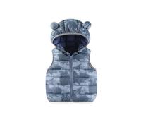 Chaleco pliable imperméable pour enfant, léger et résistant à l'eau, idéal pour les activités en plein air des tout-petits, avec capuche intégrée et poches pratiques (Dark Blue, 12-18 Months)