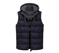 Chaleco Plumas Hombre, Chaleco Negro Con Cremallera Encapuchado Calefactable Elegantes Chaleco Plumas Acolchado Chaleco De Trabajo Deportes Invierno Chaleco Trabajo Chalecos Chaleco Acolchado Azul