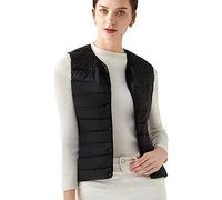 Chaleco Plumas Ligero Mujer Chalecos Acolchados de Mujer Chalequillo Chaleco Plumon Ultraligero Mujer Chaleco Plumifero Mujer Pluma Plumas Sin Mangas Chalecos Plumiferos Chaleco Abrigo Mujer Negro M