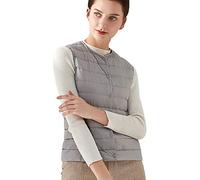 Chaleco Plumas Ligero Mujer Chalecos Acolchados de Mujer Chalequillo Chaleco Plumon Ultraligero Mujer Chaleco Plumifero Mujer Pluma Plumas Sin Mangas Chalecos Plumiferos Chaleco Abrigo Mujer Gris XL