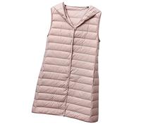 Chaleco Plumas Ligero Mujer Largo Qcolchado Plumon Ultraligero Chaqueta Sin Mangas Abrigo Plumifero Chalecos Down Vest Rosa