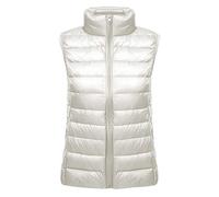 Chaleco Plumas Ligero Mujer Plumífero Acolchado Abrigo Sin Manga Ultraligero Tallas Grandes Casual Invierno Chaqueta Señora Plegable Portátil Blanco M