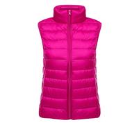 Chaleco Plumas Ligero Mujer Plumífero Acolchado Abrigo Sin Manga Ultraligero Tallas Grandes Casual Invierno Chaqueta Señora Plegable Portátil Rosa M