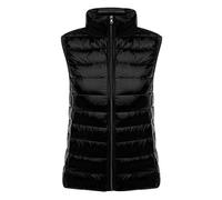 Chaleco Plumas Ligero Mujer Plumífero Acolchado Abrigo Sin Manga Ultraligero Tallas Grandes Casual Invierno Chaqueta Señora Plegable Portátil Negro 2XL