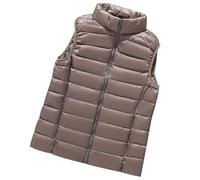 Chaleco Plumas Mujer Ligero Chaleco Guateado Ultraligero Mujer Chalecos Acolchados Señora Chaqueta Abrigo Sin Mangas Mujer Chaleco Plumon Plumifero Mujer Acolchado Chaleco Plumífero Mujer Caqui XL