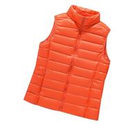 Chaleco Plumas Mujer Ligero Chaleco Guateado Ultraligero Mujer Chalecos Acolchados Señora Chaqueta Abrigo Sin Mangas Mujer Chaleco Plumon Plumifero Mujer Acolchado Chaleco Plumífero Mujer Naranja M