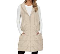 Chaleco Plumas Mujer Ligero Largo Chaleco Guateado de Mujer Chalecos Acolchados Chaleco Plumon Ultraligero Capucha Chaleco acolchado sin mangas con capucha para mujer en otoño/invierno 2025