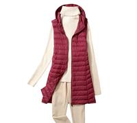 Chaleco Plumas Mujer Ligero Largo Chaleco Guateado Ultraligero Mujer Chalecos Acolchados Largos Señora Chaqueta Abrigo Sin Mangas Mujer Chaleco Plumon Plumifero Plumífero Mujer Tallas Grandes Rojo 4XL