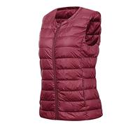 Chaleco Plumas Ultralight Mujer Chalecos Plumiferos Mujer Chaleco Plumon Qcolchado Sin Mangas Mujer Chaqueta Pluma Chaquetón Plumífero Sin Mangas Mujer Chaleco Guateado Talla Grande Down Vest Rojo 4XL