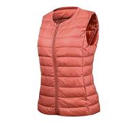 Chaleco Plumas Ultralight Mujer Chalecos Plumiferos Mujer Chaleco Plumon Qcolchado Sin Mangas Mujer Chaqueta Pluma Chaquetón Plumífero Sin Mangas Mujer Chaleco Guateado Talla Grande Down Vest Rosa XL