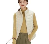 Chaleco Plumas Ultralight Mujer Chalecos Plumiferos Mujer Chaleco Plumon Qcolchado Sin Mangas Mujer Invierno Chaqueta Pluma Chaquetón Plumífero Sin Mangas Mujer Talla Grande Down Vest Mujer Blanco XXL
