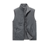 Chaleco Polar Hombre Chaleco Multibolsillos Hombre Reversible Chaleco Acolchado Casual Chalecos para Hombre Gilet Men Chaqueta sin Mangas Chaleco de Trabajo Montaña Hombre Tallas Grandes Gris 3XL