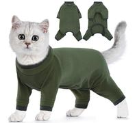 Chaleco Polar para Gatos, Chaqueta de Invierno Abrigo Otoño Invierno Caliente Pullover Suave Fleece Onesie Felpa para Gatos Body Postoperatorio(Verde Militar, XL)