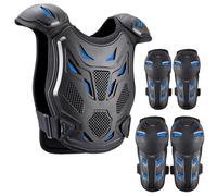 Chaleco Protector Moto para Niños,Armadura Protectora Pecho y Espalda | 5 Piezas con Rodilla/Codos/Pecho,Ajustable Transpirable,Equipo de Protección para Motocross,Equitación, Esquí,Ciclismo