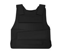 Chaleco protector negro, ajustable, conjunto con guantes y bolsa | Nylon 600D, interior de acero al manganeso, hombros y cintura ajustables, funda exterior extraíble.