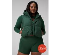 Chaleco puffer corto con capucha Essential Fabletics Verde Womens 3X plus