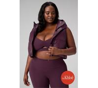 Chaleco puffer corto con capucha Essential Shine Fabletics Rojo Womens 3X plus