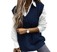 Chaleco Punto Cuello V Mujer Jersey Sin Mangas Mujer Suéter Chaleco Sueter Mujer Chaleco Jerséis Tejido Mujer Pullover Suéter Sin Mangas Mujer Jerseys Chaleco Mujer Chalecos Mujeres Punto Armada XL