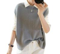 Chaleco Punto Mujer Sin Mangas,Chaleco De Punto para Mujer Chaleco Informal De Lana Gris Acanalado Cuello Redondo Otoño Invierno Cálido Suelto Jersey Sin Mangas Chalecos Suéteres De Punto Camiset