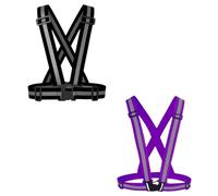Chaleco Reflectante, Chaleco de Seguridad Ajustable, Reflectantes para Seguridad, Tirantes Reflectantes para Mujer y Hombre, Alta Visibilidad, para Ciclismo y Carrera Nocturna (Negro + Morado)