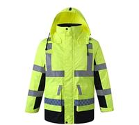 chaleco reflectante, Chaleco de seguridad alta visibilidad, traje reflectante a prueba frío, chaqueta fluorescente, ropa trabajo impermeable terciopelo, chaleco construcción(Geel-Cotton medium)