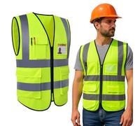 Chaleco Reflectante Coche, Chaleco Columbia Hombre, Chaleco de Seguridad Reflectante Amarillo Fluorescente Con Bolsillos Sin Mangas Para Correr Nocturno de Bicicleta, Talla Única