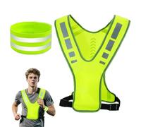 Chaleco reflectante con bolsillo, chaleco de seguridad para correr, caminar, montar en bicicleta, para hombres, mujeres y niños, 2 piezas