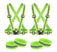 Chaleco reflectante de 2 piezas con 2 pulseras reflectantes, chaleco reflectante de alta visión, chaleco reflectante de seguridad ajustable, ligero y elástico para correr, bicicleta