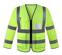 Chaleco Reflectante de Manga Larga, Chaleco de Seguridad para construcción, Ciclismo, saneamiento Ambiental, Ropa de Trabajo, protección Solar