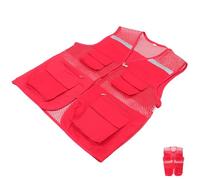 Chaleco Reflectante de Seguridad de Malla Transpirable con Bolsillos | Nailon y Red de Pesca, Color Rojo de Alta Visibilidad, para Exterior y Carretera, Uso Profesional