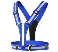 Chaleco reflectante ligero con luces LED recargables para condiciones de poca luz, perfecto para senderismo, correr, paseos nocturnos, equipo LED impermeable para viajeros, azul, Talla única