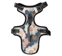 Chaleco reflectante moderno bohemio chic con flores azules y blancas para perro para entrenamiento de Boston Terrier, arnés elástico para gatos