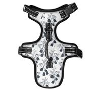 Chaleco reflectante negro retro con silueta de campanas de Canterbury para perros grandes, chaleco reflectante para perros grandes