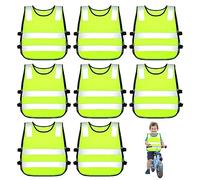 Chaleco Reflectante Niño 8 Piezas, Chalecos Reflectantes Seguridad para Niños, Chaleco Amarillo Reflectante para Carrera, Ciclismo, Senderismo y Viajes Escolares para Niñas Niños 3-12 Años