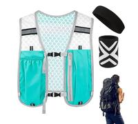 Chaleco reflectante para correr | Equipo deportivo ajustable con diadema y muñequera | Chaleco de paquete de seguridad para correr, para hombres y mujeres, fitness al aire libre, caminar, senderos