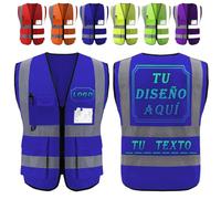 Chaleco Reflectante Personalizado con Bolsillos Chaleco Seguridad Personalizada con Nombre y Logo Colete Reflector Transpirable para Obra Construcción Trabajo Empresas Equipos Eventos al por mayor